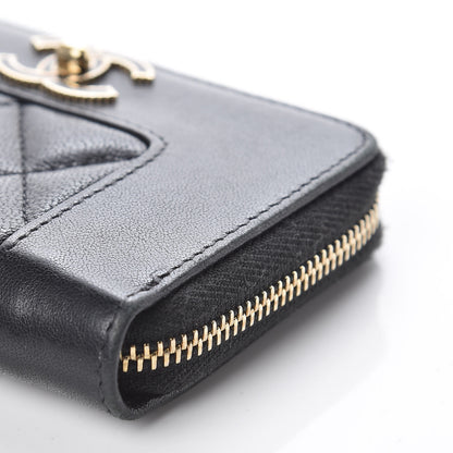 Chanel Sheepskin Quilted Mademoiselle Vintage Zip Coin Purse Black 9 of 9
