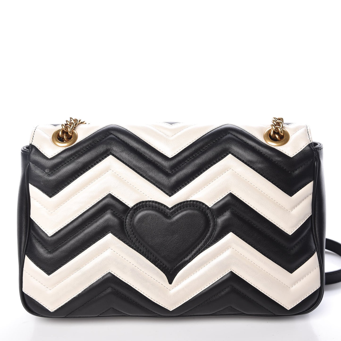 Calfskin Matelasse Medium GG Marmont Shoulder Bag Black White