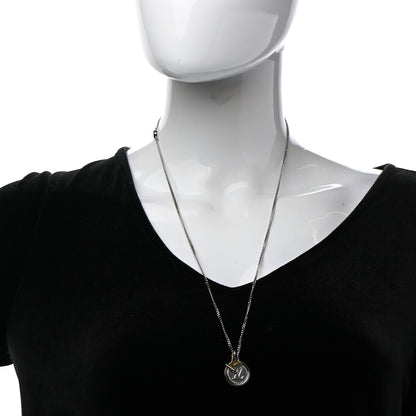 Louis Vuitton Louise Crystal Pendant Long Necklace Silver Gold 2 of 11