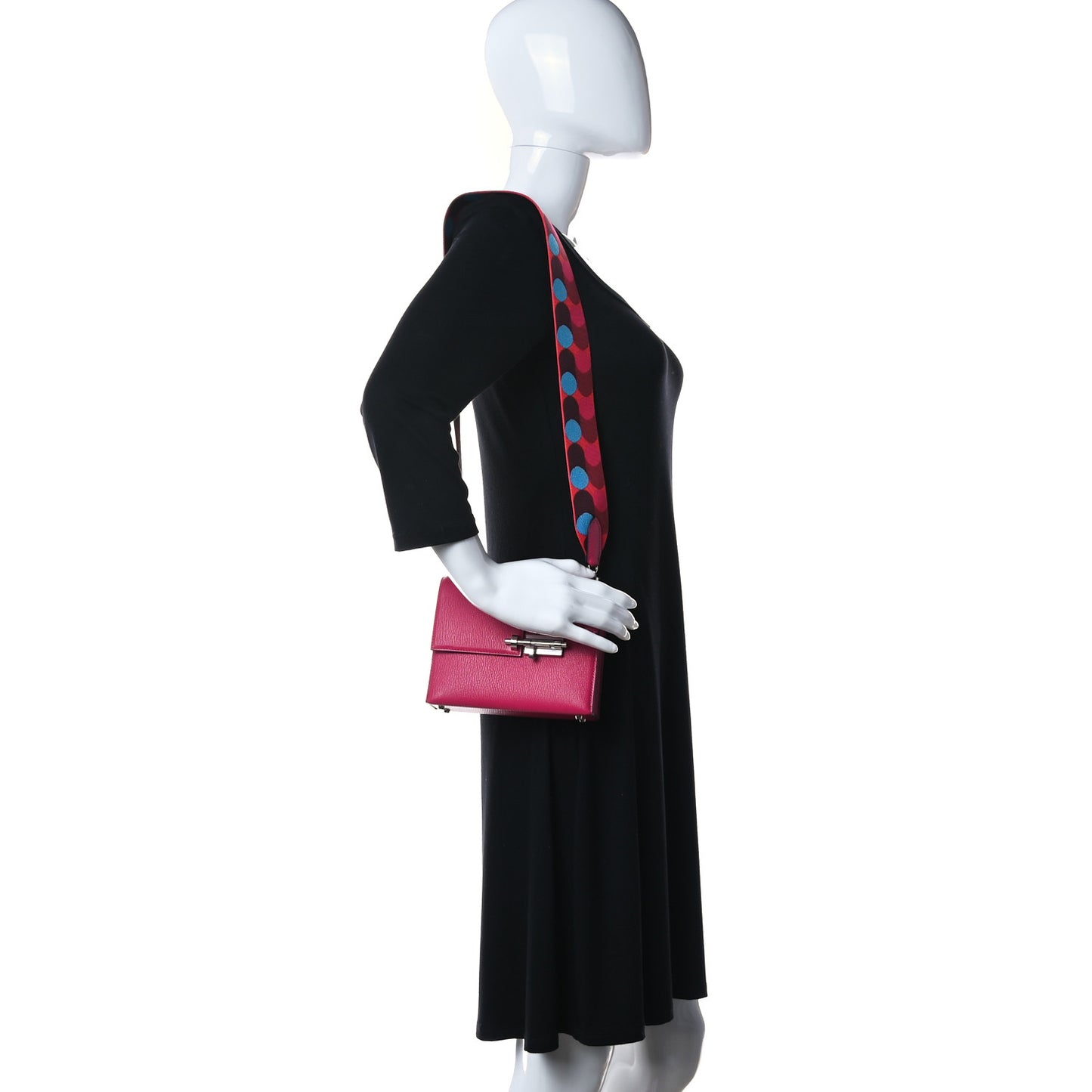 Chevre Mysore Mini Verrou Large Strap Bag Rose Mexico