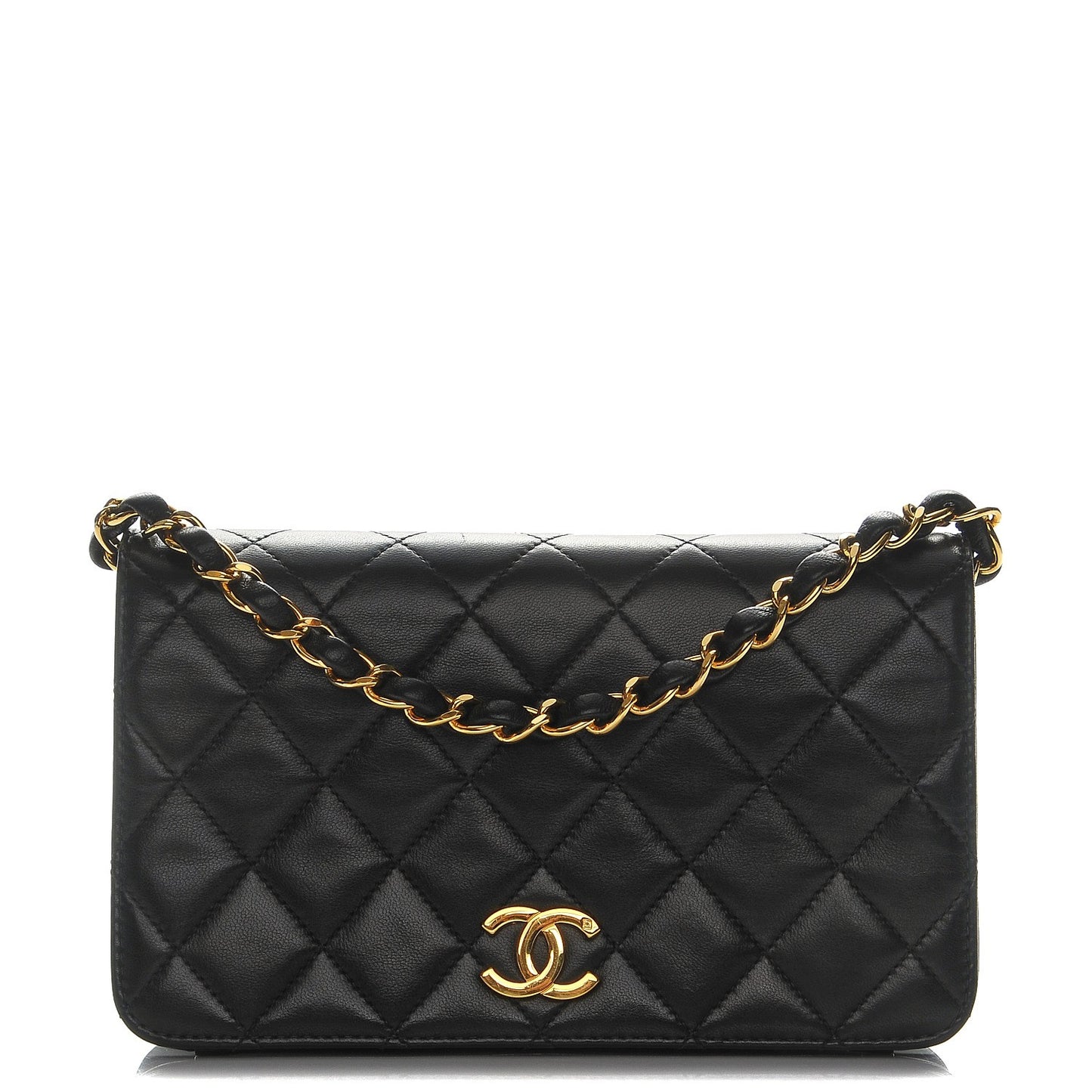 Lambskin Quilted Small Single Flap Bag Black