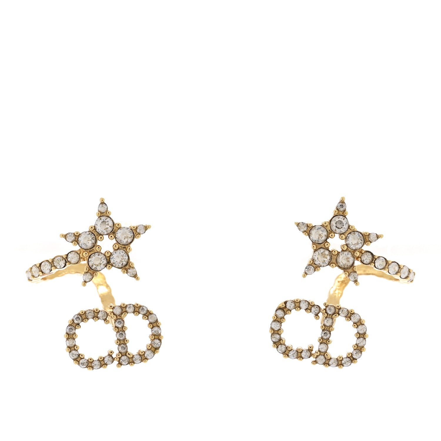 Christian Dior Crystal Clair D Lune Wrap Around Earrings Gold 1 of 4