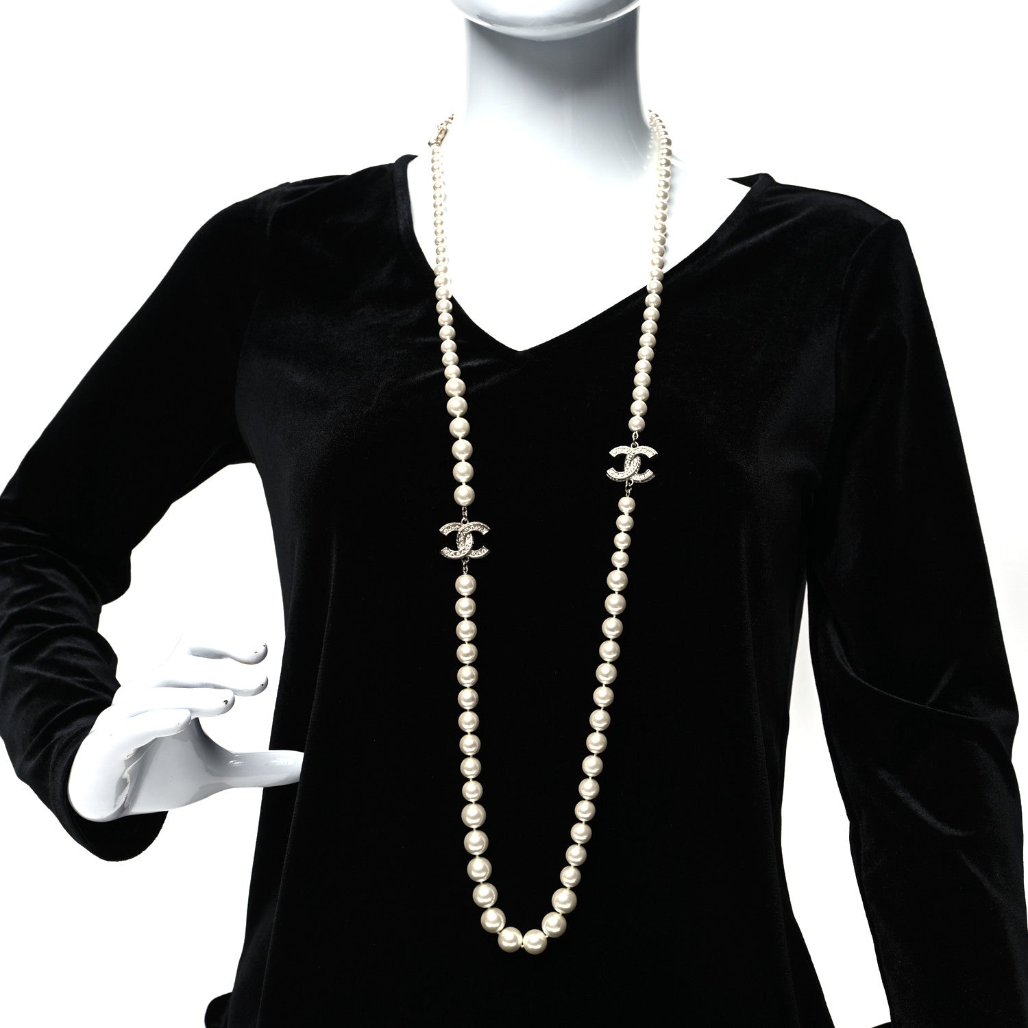 Chanel Pearl CC Long Necklace Gold 2 of 5