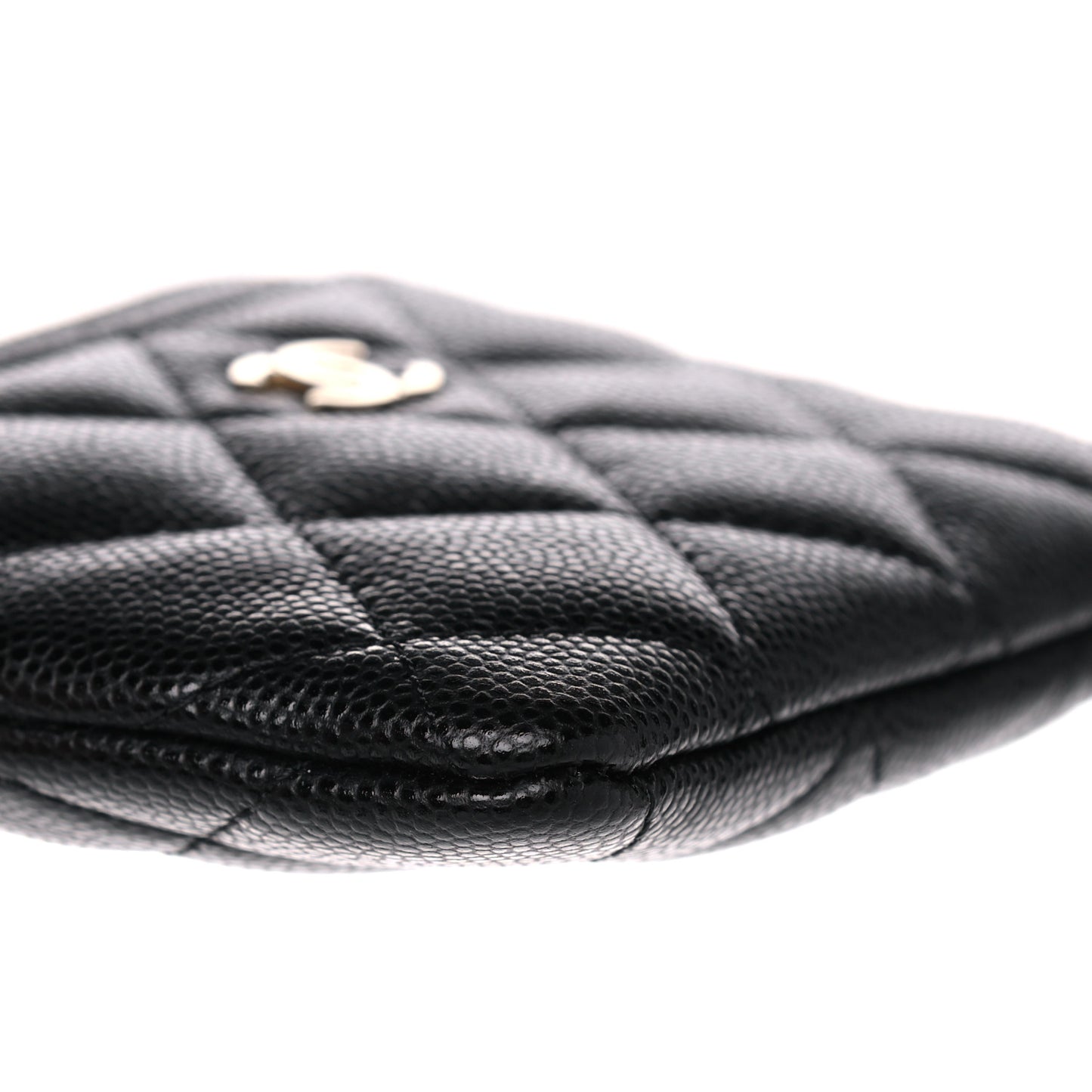 Caviar Quilted Zip Card Holder Wallet Black