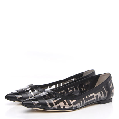 Fendi PVC Calfskin FF Colibri Ballerina Flats 38.5 Black 3 of 9