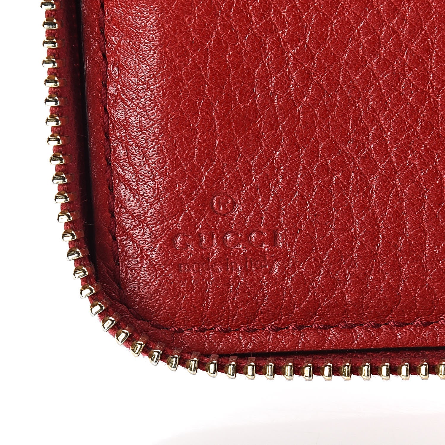 Gucci Pebbled Calfskin Soho Zip Around Wallet Red 6 of 14