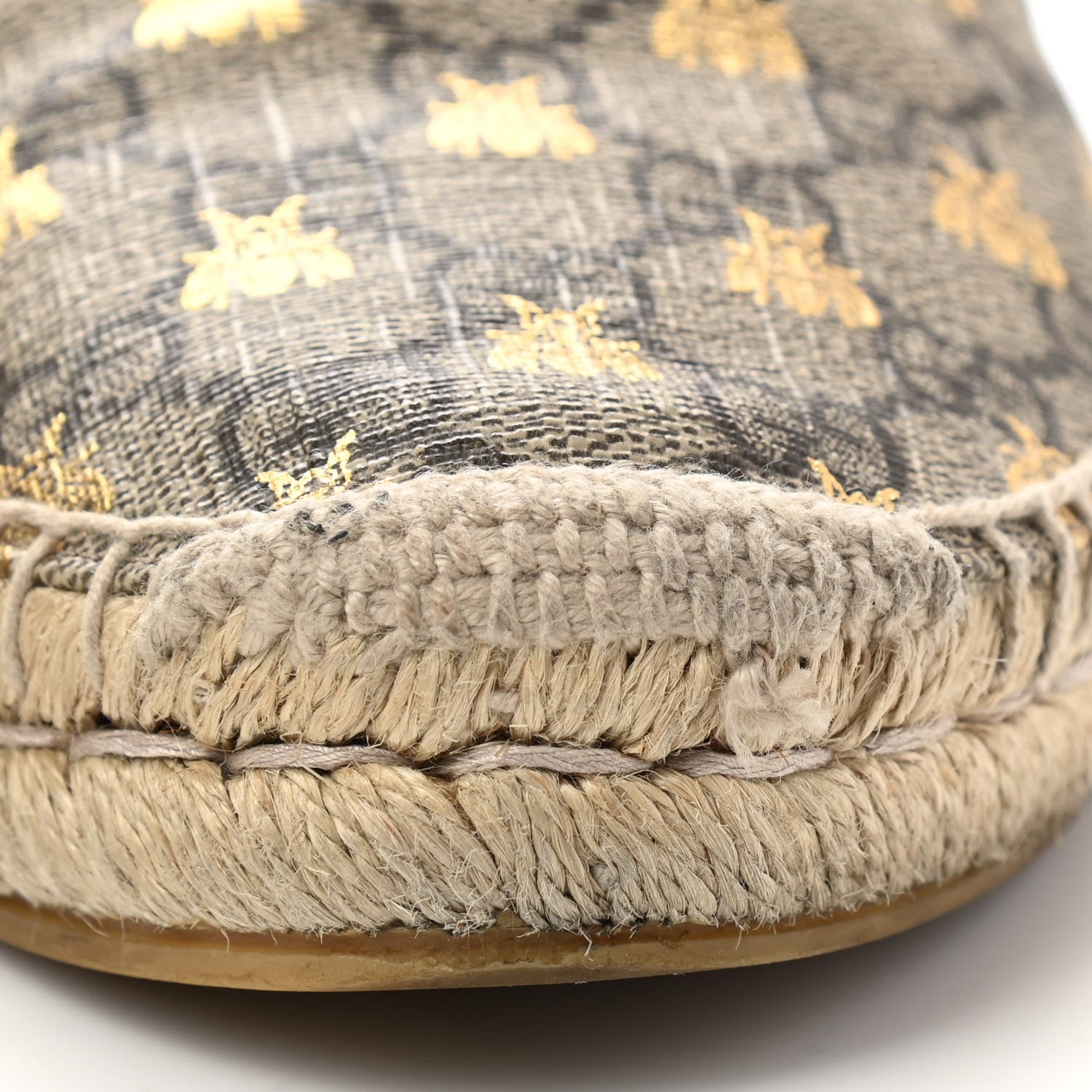 Gucci GG Supreme Monogram Bees Espadrille Flats 38 Beige Ebony Oro Black 15 of 15