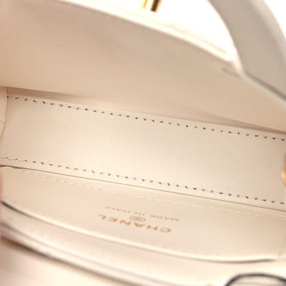 Chanel Shiny Aged Calfskin Quilted Mini Nano Kelly Shopper White 5 of 10