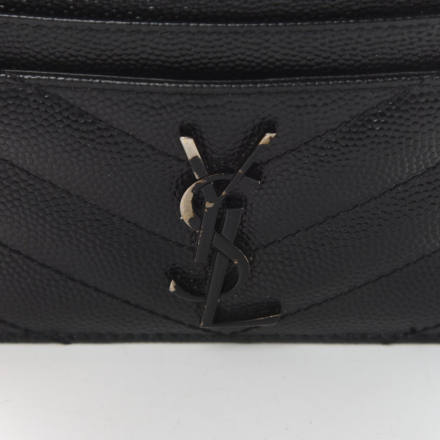 Grain De Poudre Matelasse Chevron Monogram Credit Card Case Black