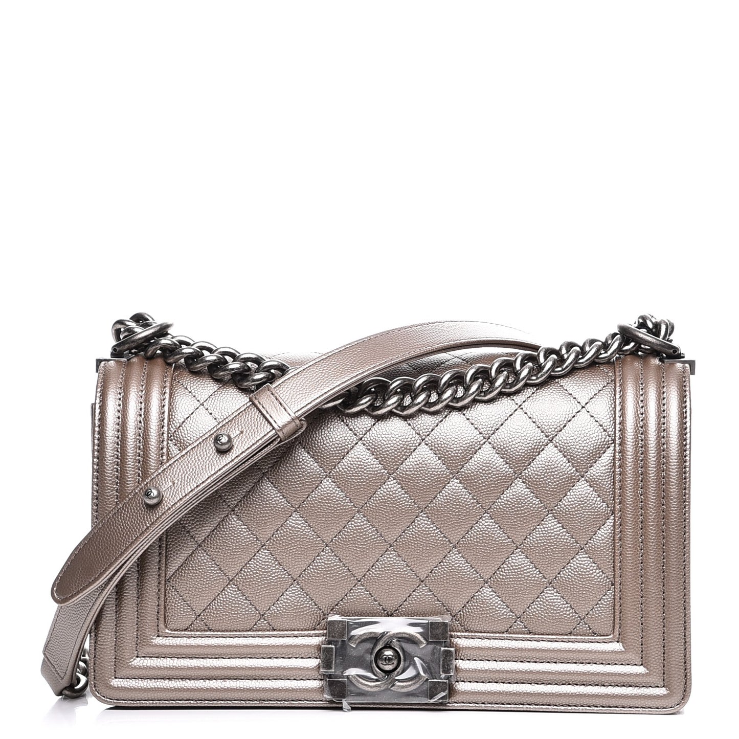 Metallic Caviar Quilted Medium Boy Flap Copper