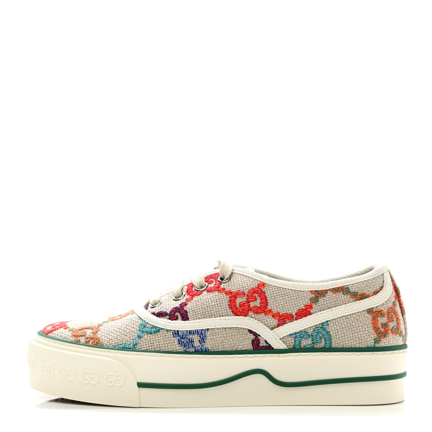 Gucci Linen Psychedelic Mini GG Monogram Womens 1977 Tennis Sneakers 36.5 Multicolor Mystic White 1 of 8