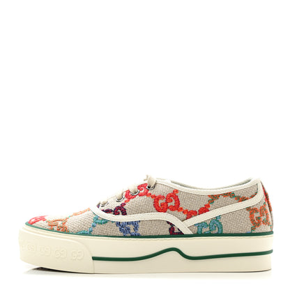 Gucci Linen Psychedelic Mini GG Monogram Womens 1977 Tennis Sneakers 36.5 Multicolor Mystic White 1 of 8