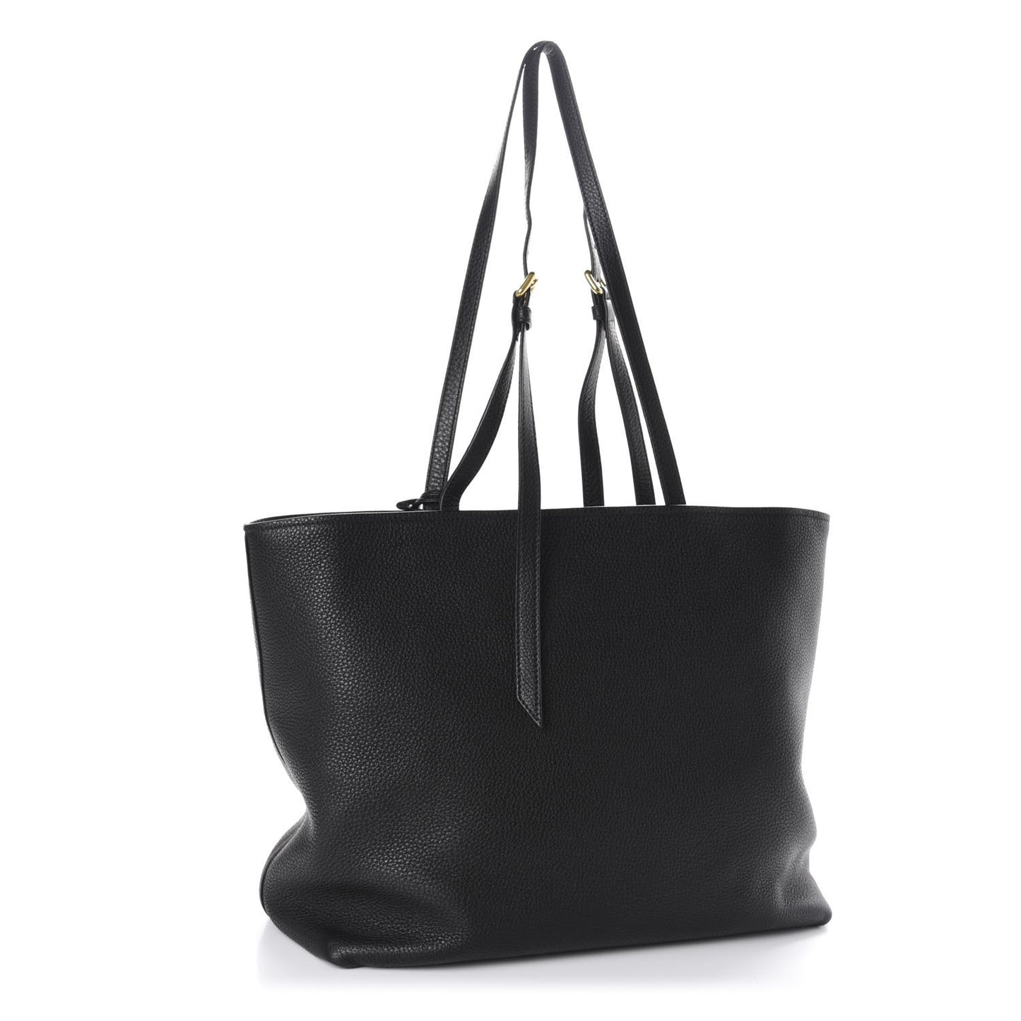 Vitello Daino Pocket Shopping Tote Black
