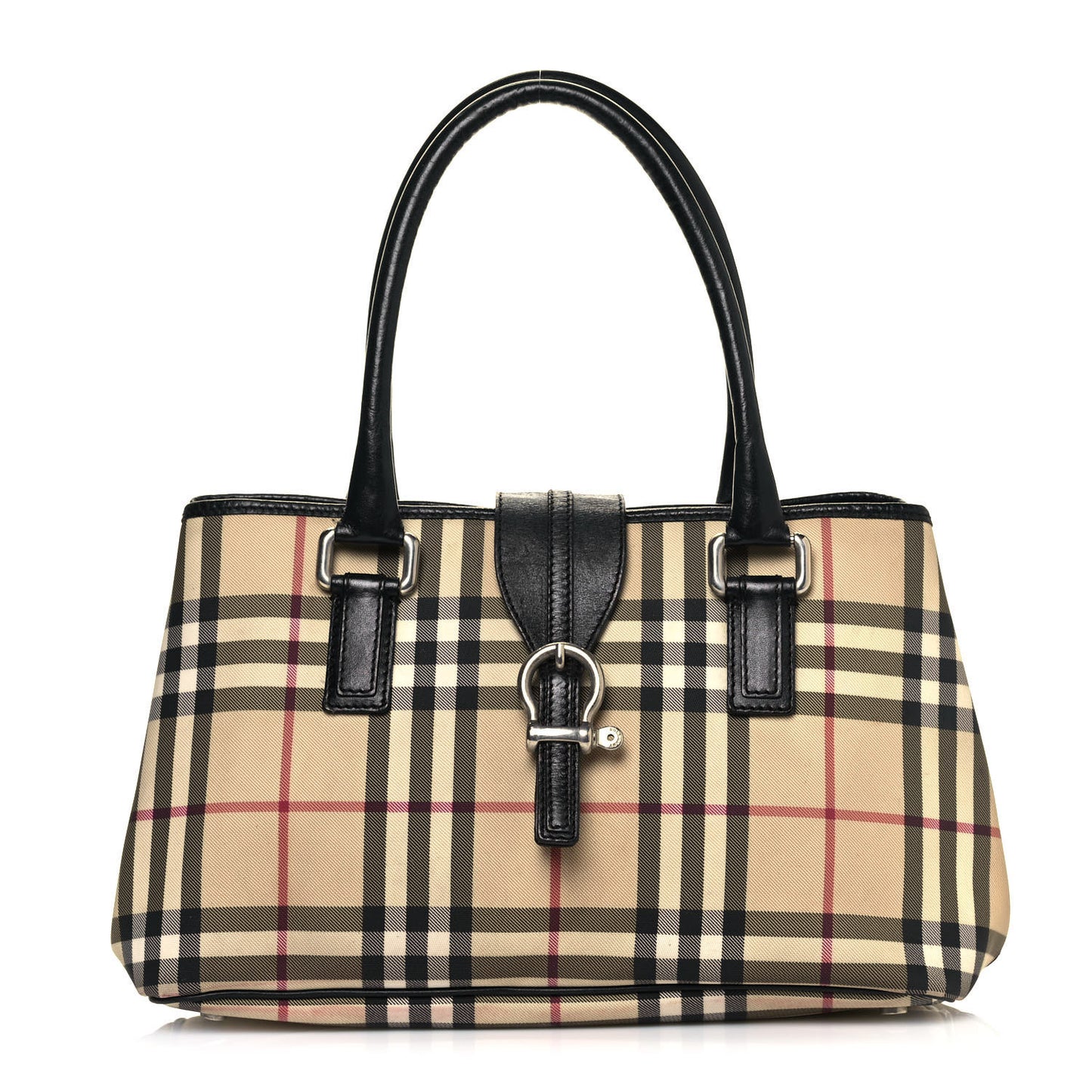 House Check Buckle Tote Black