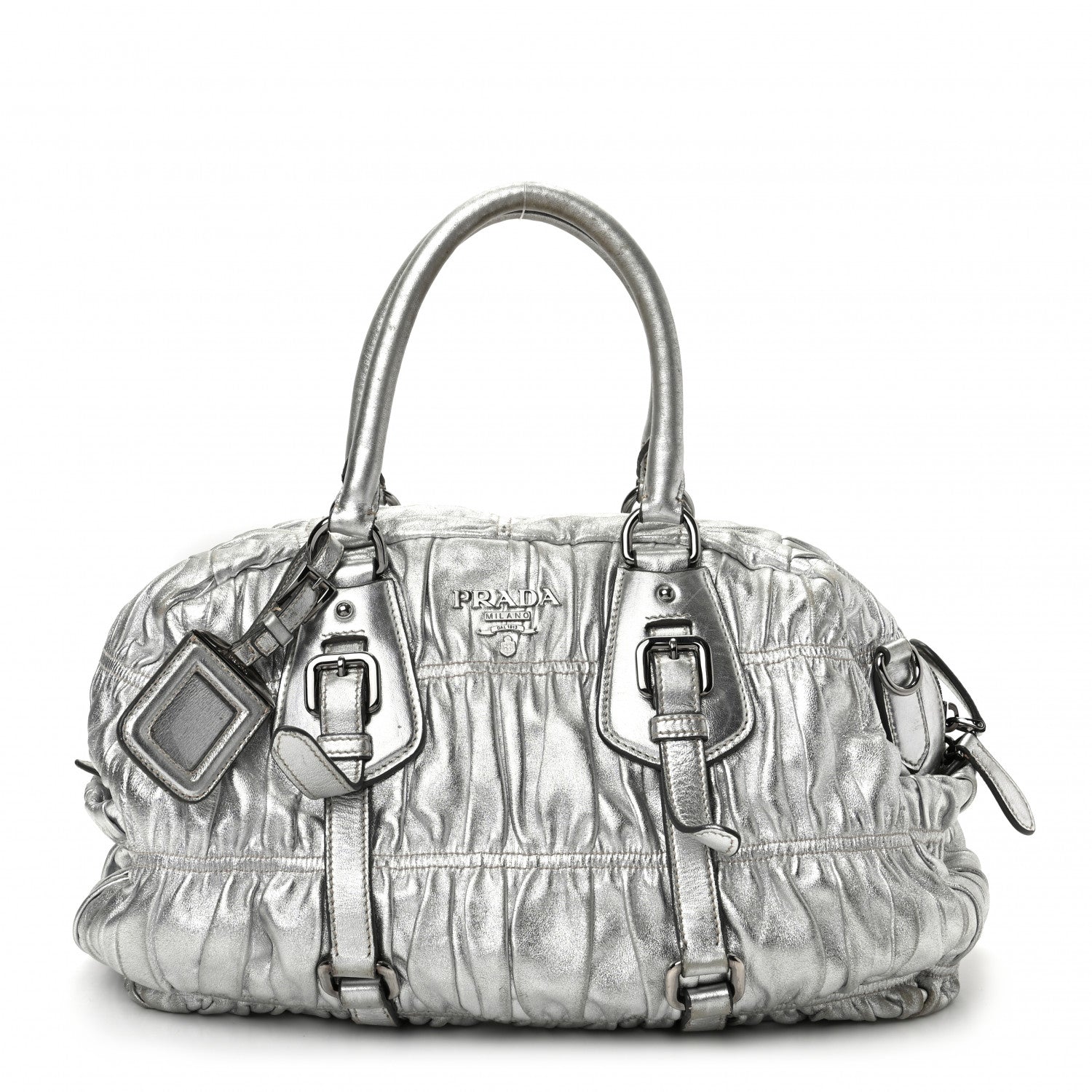 Prada Nappa Gaufre Bowler Argento 1 of 8