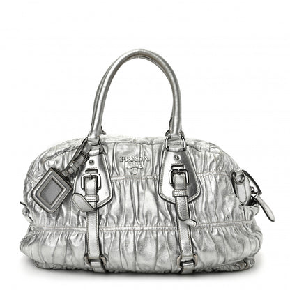 Prada Nappa Gaufre Bowler Argento 1 of 8