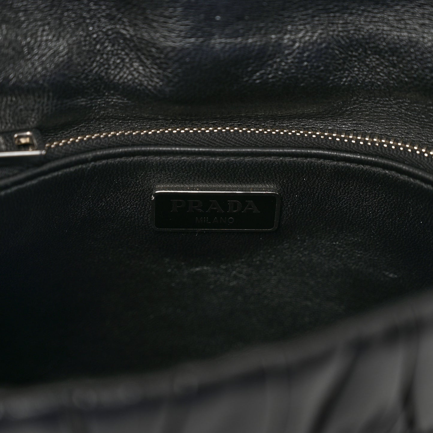 Nappa Gaufre Flap Shoulder Bag Black