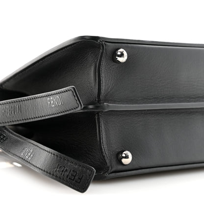 Fendi Vitello Seta Shiny Nappa Logo Embossed Laces Small Peekaboo I SEE U Satchel Black 9 of 13