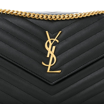 Saint Laurent Grain De Poudre Matelasse Chevron Monogram Chain Wallet Black 7 of 10
