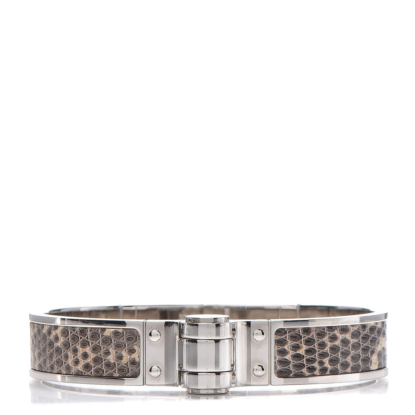 Lizard Charniere Cuir Narrow Hinged Bracelet M Ombre
