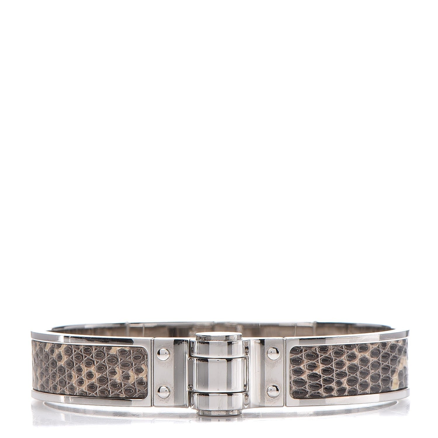 Hermes Lizard Charniere Cuir Narrow Hinged Bracelet M Ombre 1 of 6