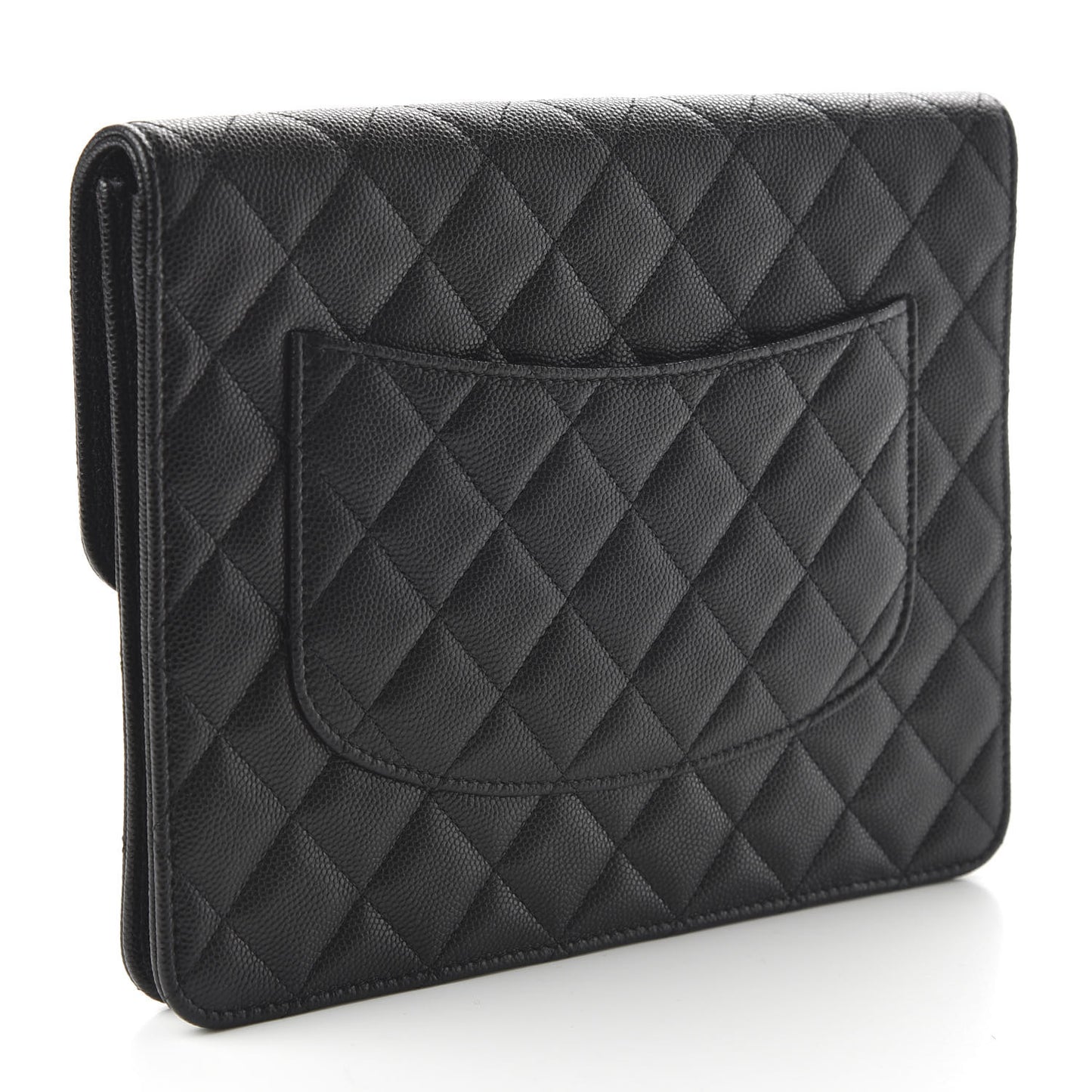 Caviar Quilted Square Flap Clutch Black