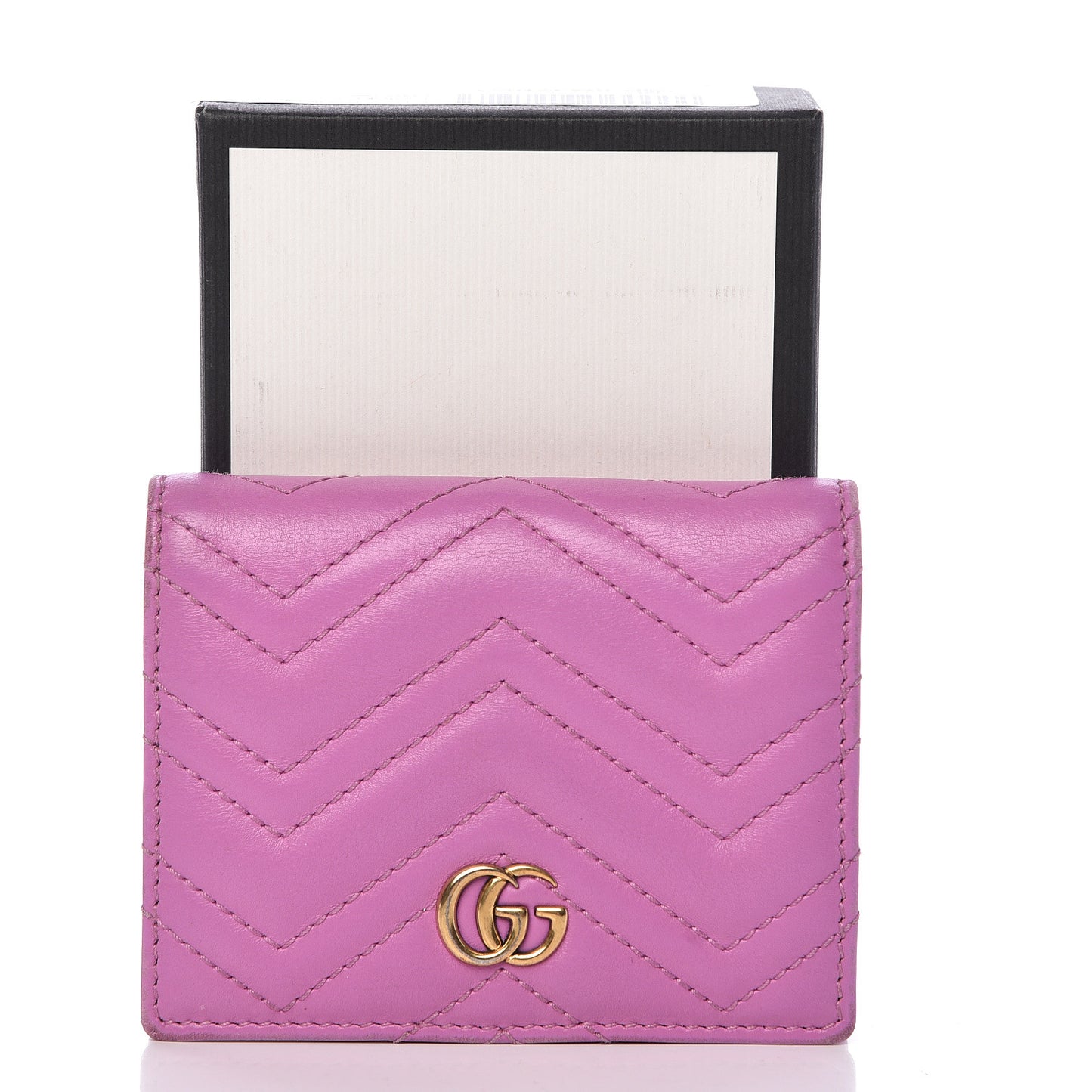 Calfskin Matelasse GG Marmont Card Case Candy Mousse