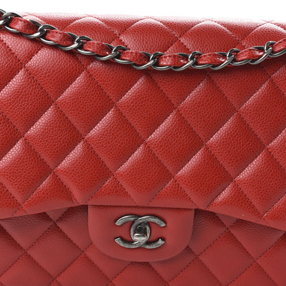 Chanel Caviar Quilted Jumbo Double Flap Red 9 of 10