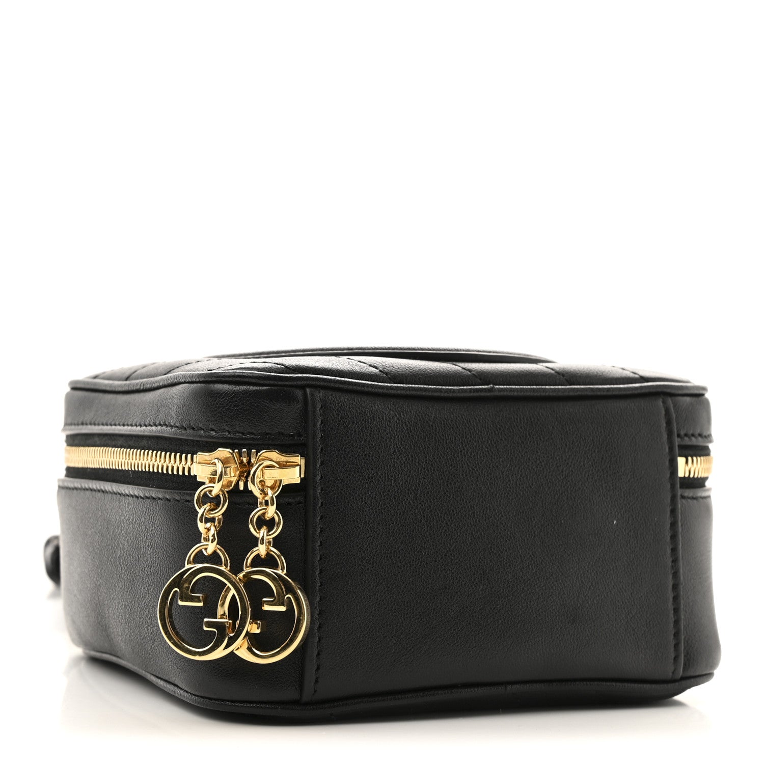 Gucci Sakai Be Green Calfskin Diagonal Stitched Blondie Top Handle Bag Black 4 of 12