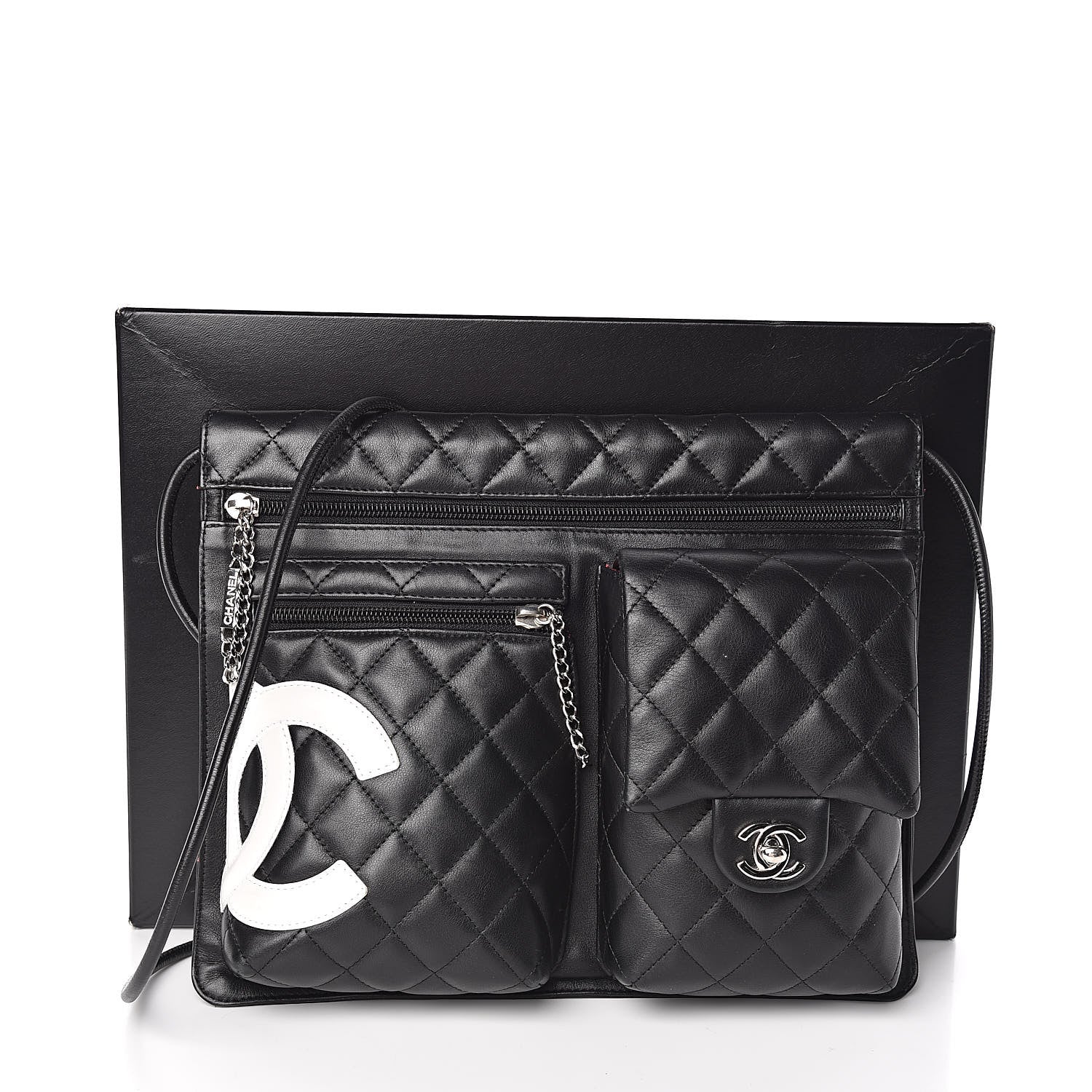 Chanel Calfskin Quilted Cambon Multipocket Shoulder Bag Black 11 of 11