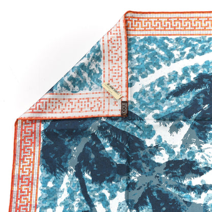 Hermes Silk A Beverly Hills Scarf 90 Orange Bleu Blanc 3 of 4