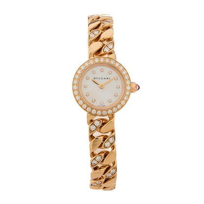 Bulgari 18K Rose Gold Diamond Bezel Mother of Pearl 22mm Piccola Catene Quartz Watch 1 of 5