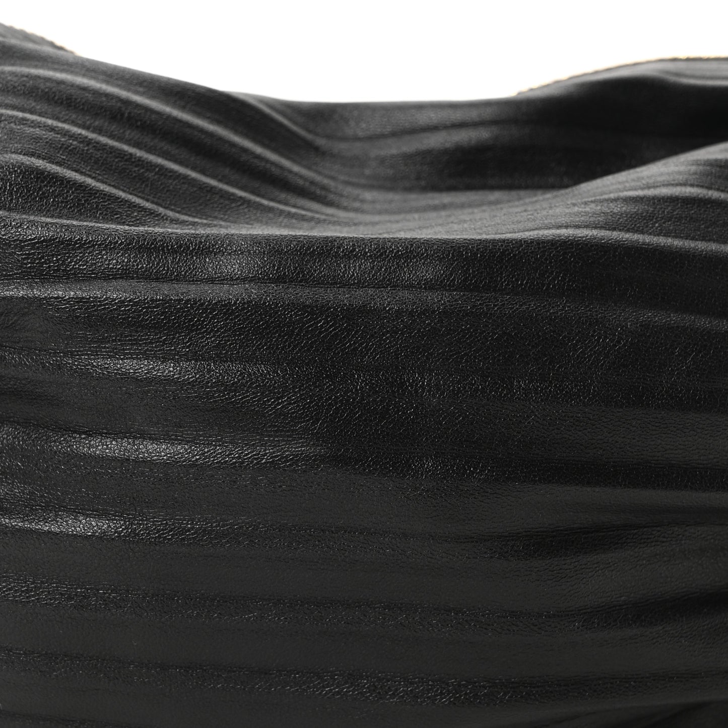 Lambskin Pleated Bracelet Pouch Shoulder Bag Black