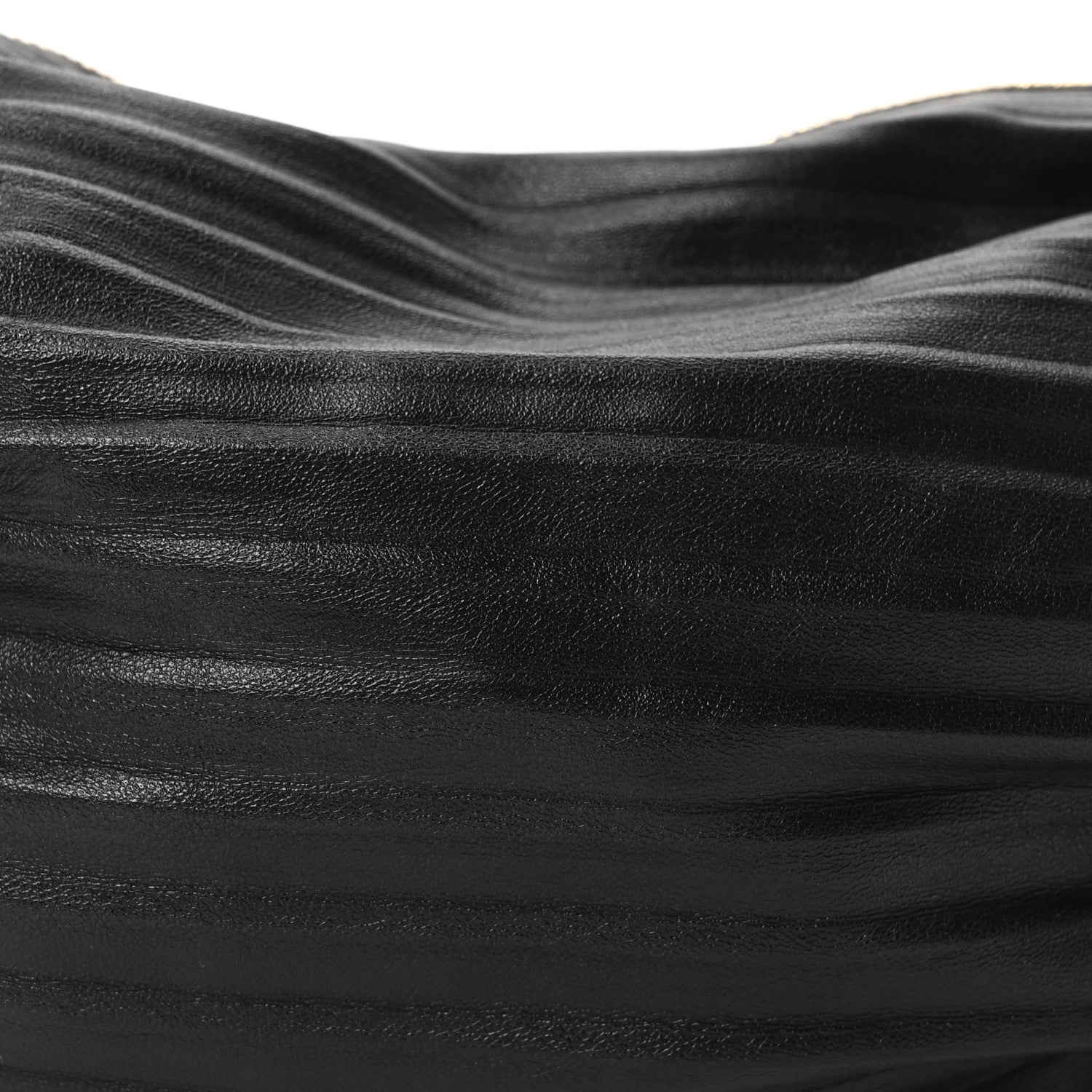 Loewe Lambskin Pleated Bracelet Pouch Shoulder Bag Black 7 of 9