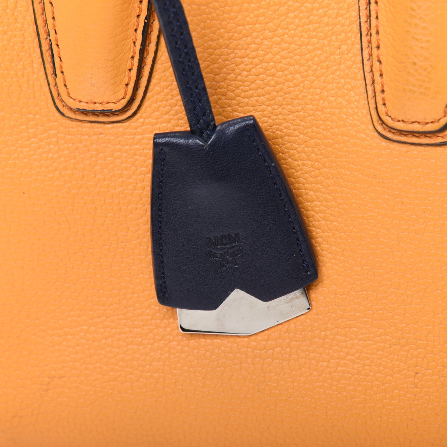 Grained Calfskin Bi-Color Mini Milla Tote Yellow Black