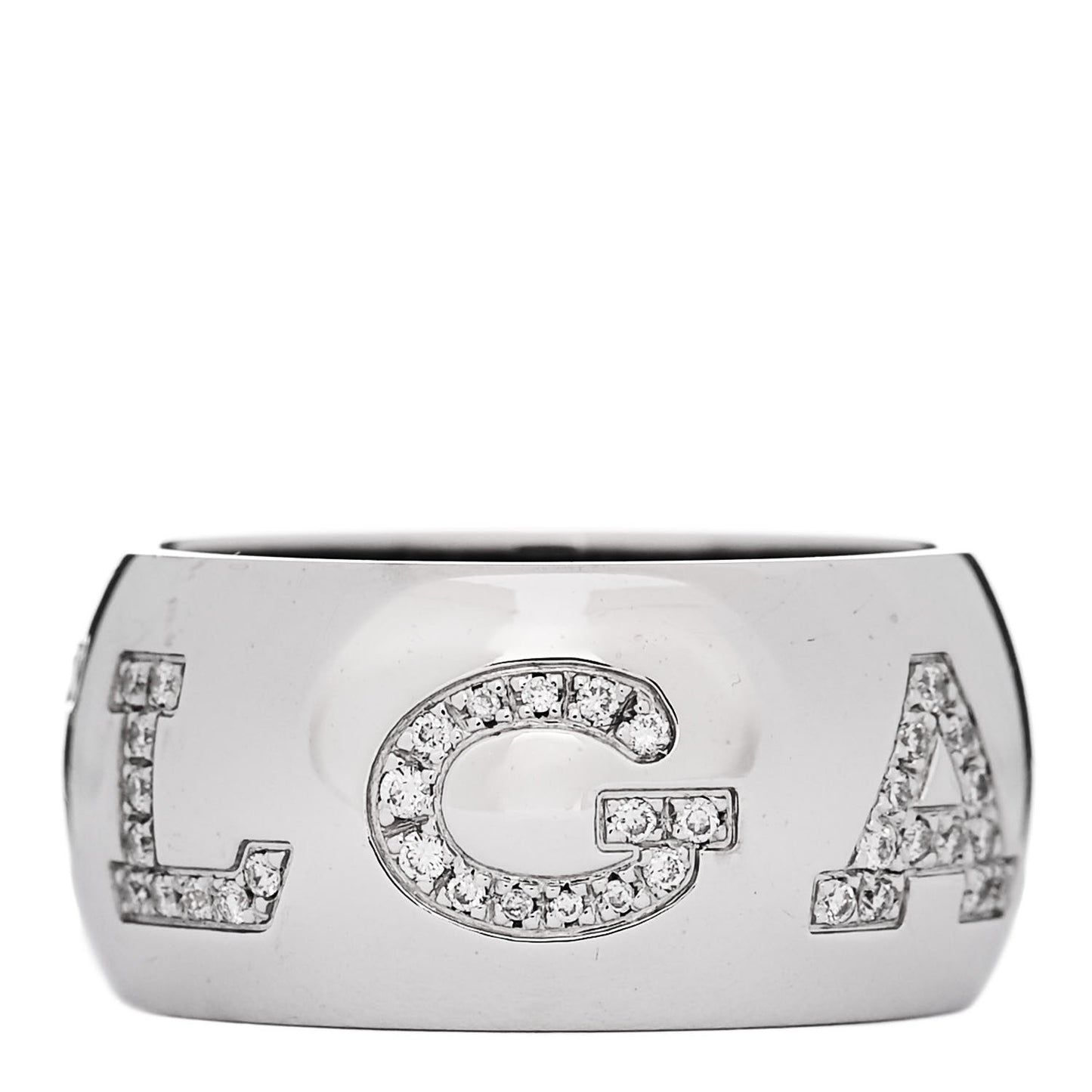 18K White Gold Diamond Monologo Band Ring 55 7.25