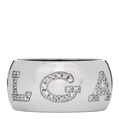 Bulgari 18K White Gold Diamond Monologo Band Ring 55 7.25 3 of 4