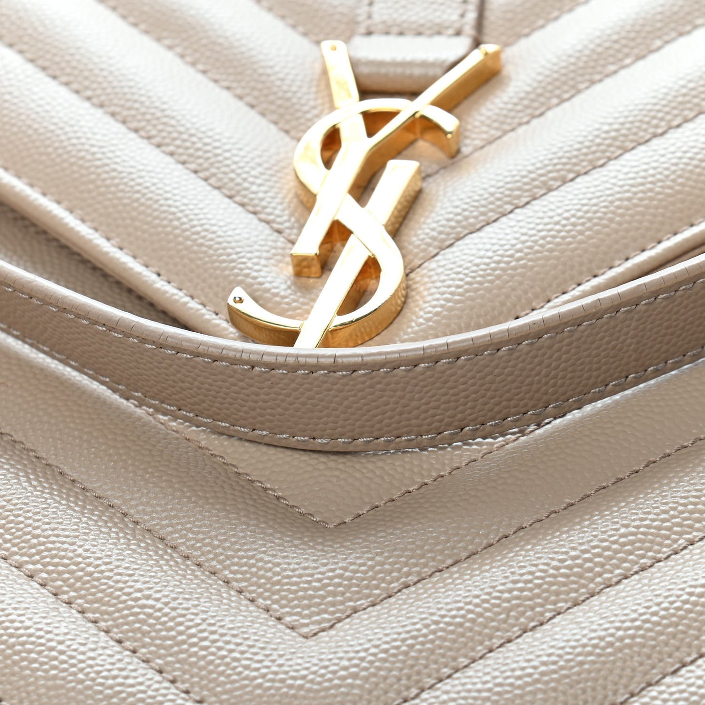 Grain De Poudre Matelasse Chevron Large Monogram Satchel Dark Beige