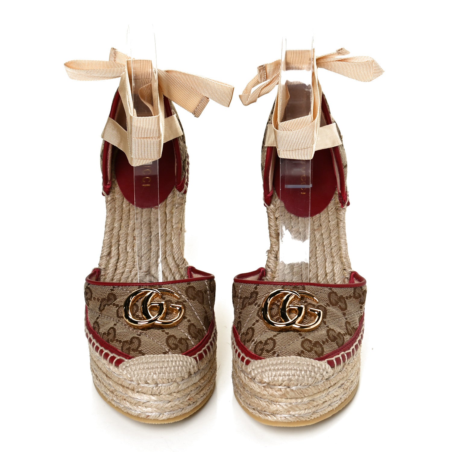 Gucci Monogram Matelasse GG Marmont Ankle Wrap Platform 35/120mm Espadrille Wedges 36 Beige Ebony New Cherry Red Sand Storm 5 of 12