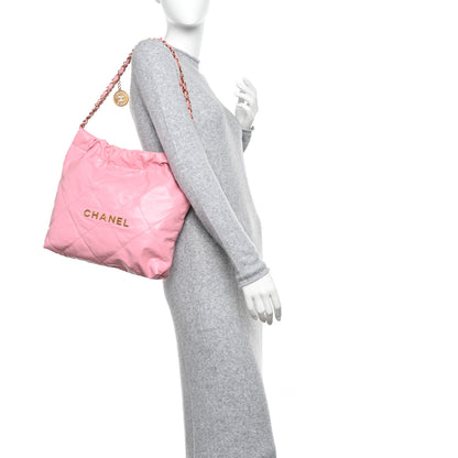 Chanel Shiny Calfskin Quilted Small Chanel 22 Light Pink 2 of 12