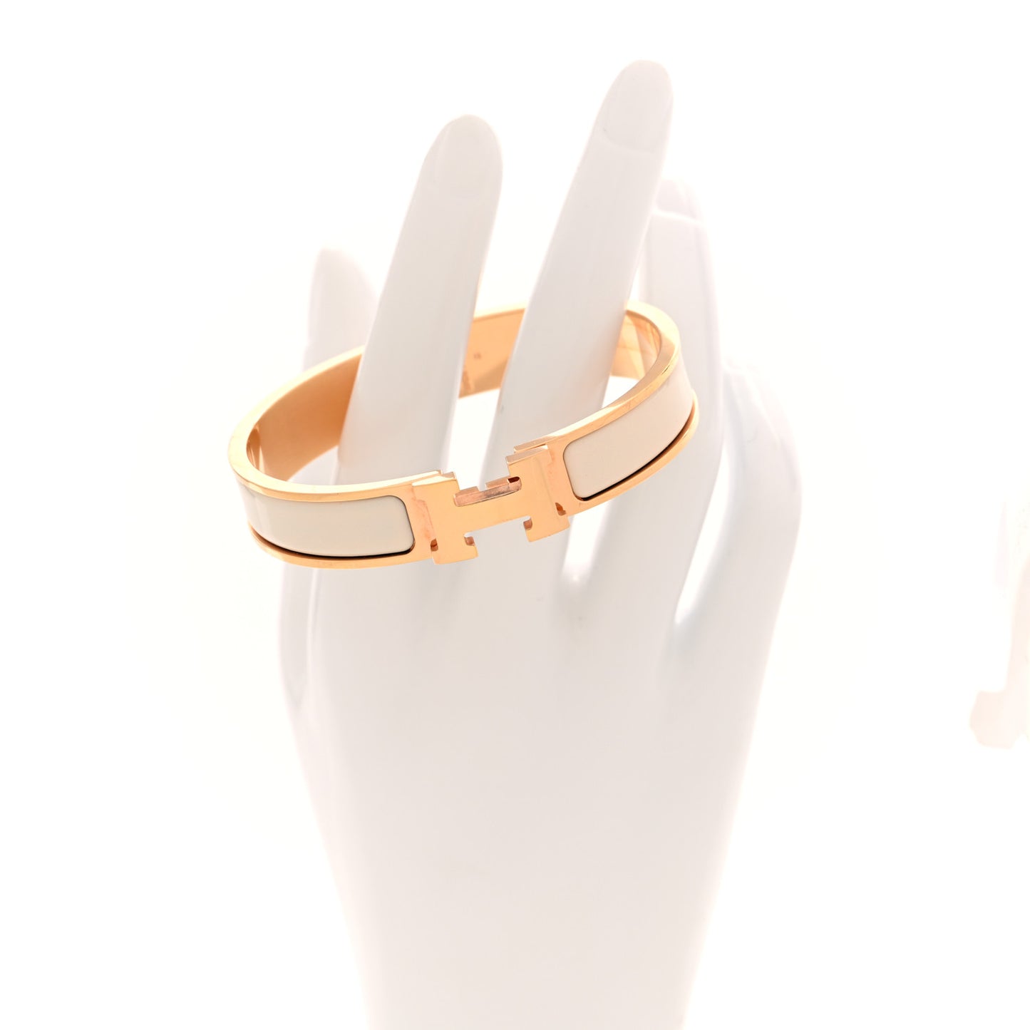 Enamel Narrow Clic Clac H Bracelet PM Creme
