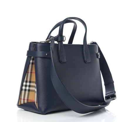 Burberry Derby Calfskin Vintage Check Medium Banner Tote Regency Blue 2 of 10