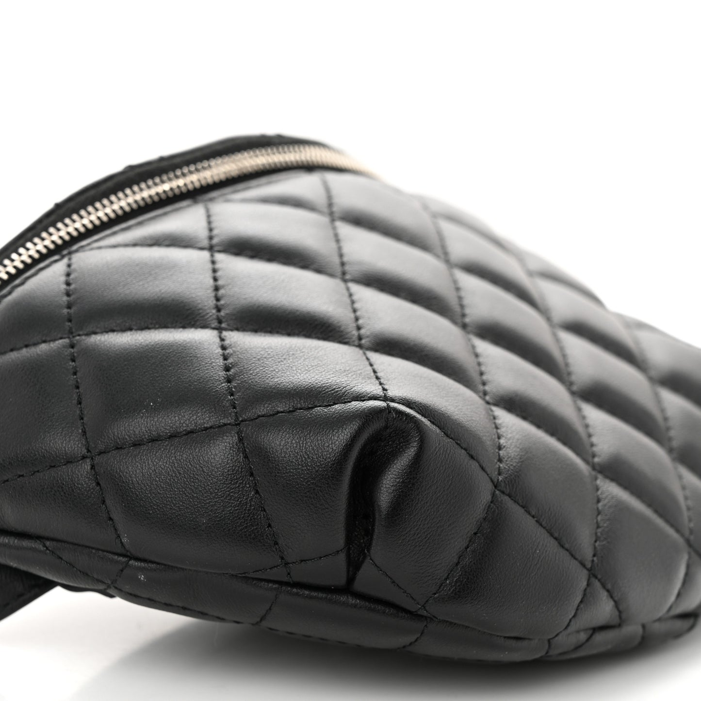 Lambskin Quilted Waist Belt Bag Black