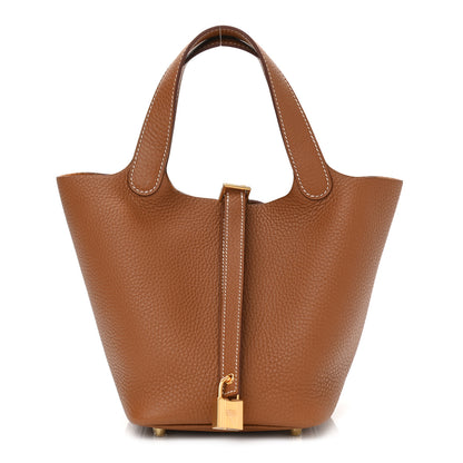 Hermes Taurillon Clemence Picotin Lock 18 PM Gold 1 of 9
