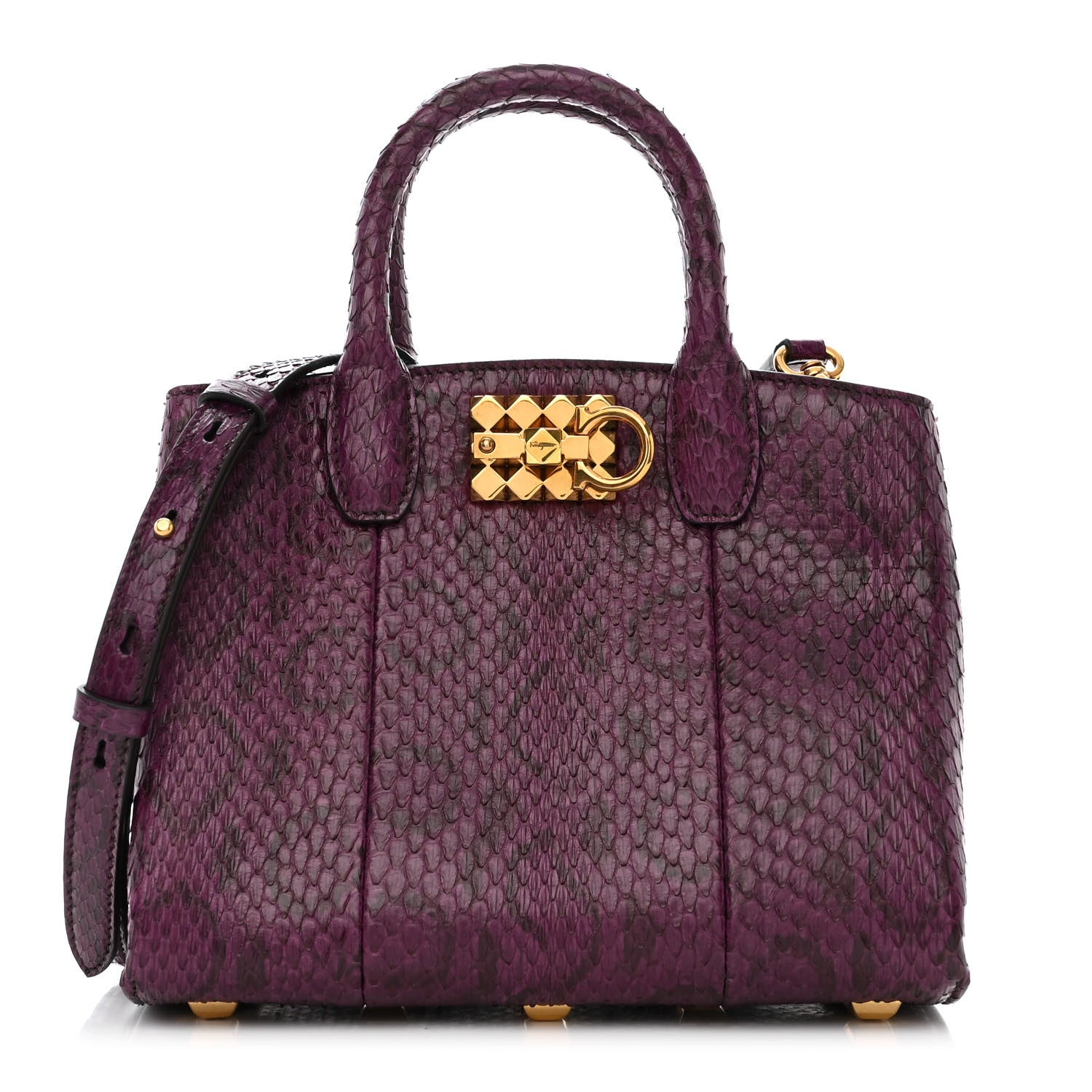 Salvatore Ferragamo Reptile Small Studio Bag Purple 1 of 10