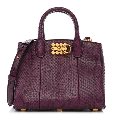Salvatore Ferragamo Reptile Small Studio Bag Purple 1 of 10