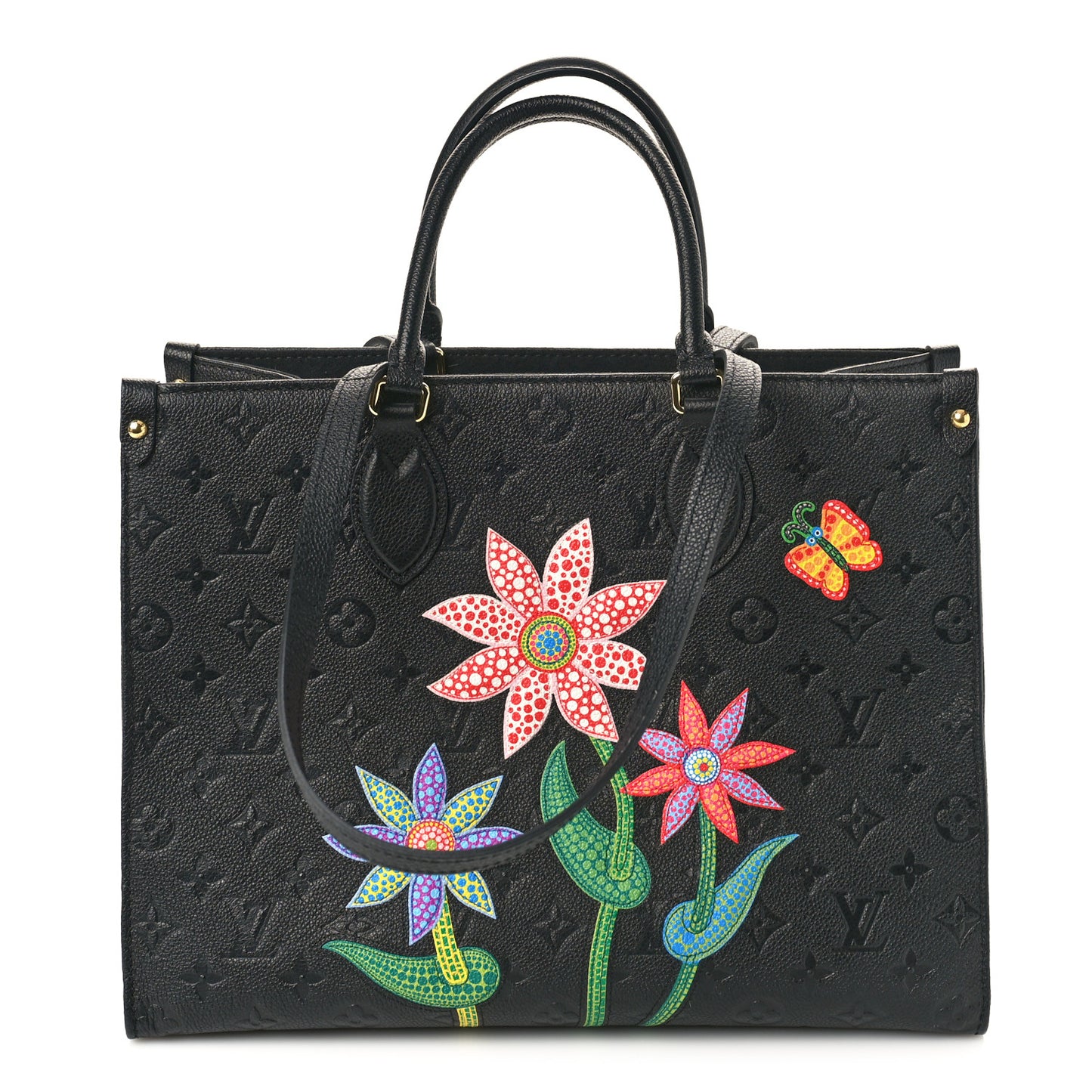 LV X YK Empreinte Inlaid Kusama Flowers Onthego MM Black