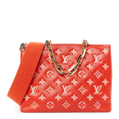 Louis Vuitton Lambskin Embossed Monogram Coussin PM Coquelicot Red 1 of 12