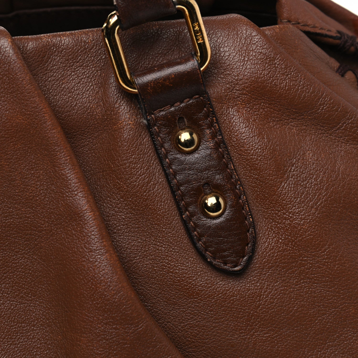 MCM Calfskin Shopper Tote Brown 14 of 21