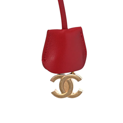 Chanel Goatskin Quilted Small CC Filigree Vanity Case Red 15 of 17